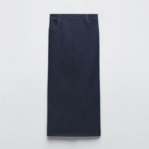 Zara Slit Denim Skirt - Picture 2 of 4